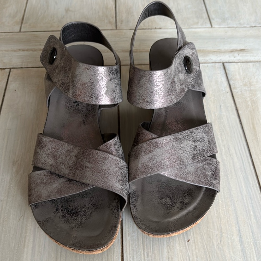 Pierre Dumas Gray Silver Wedges Size 8